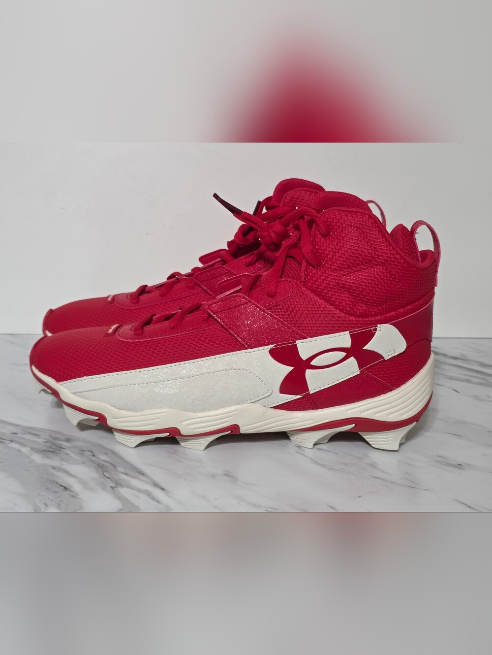 Under Armour Harper 10 RM Baseball Cleats Red Mesh Upper Men's Size 12